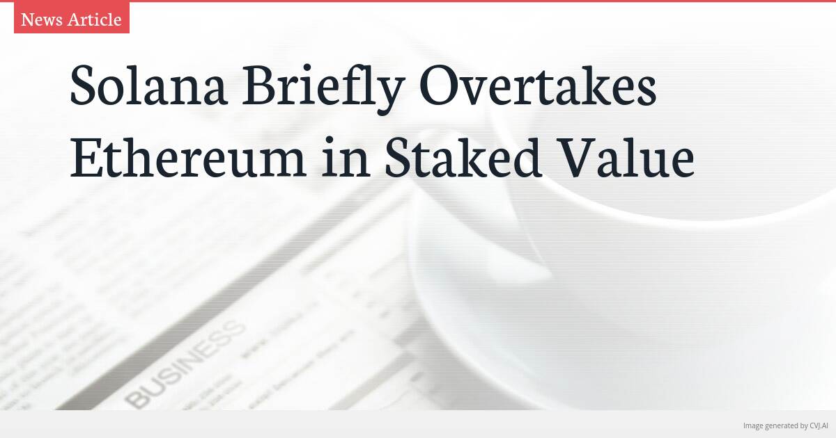 Solana Briefly Overtakes Ethereum in Staked Value