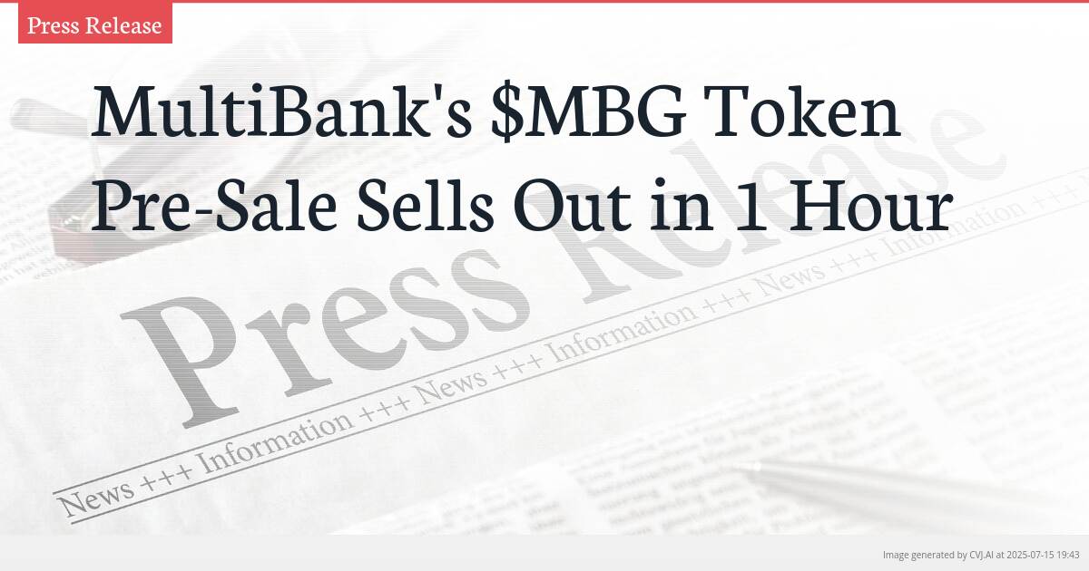 MultiBank’s $MBG Token Pre-Sale Sells Out in 1 Hour
