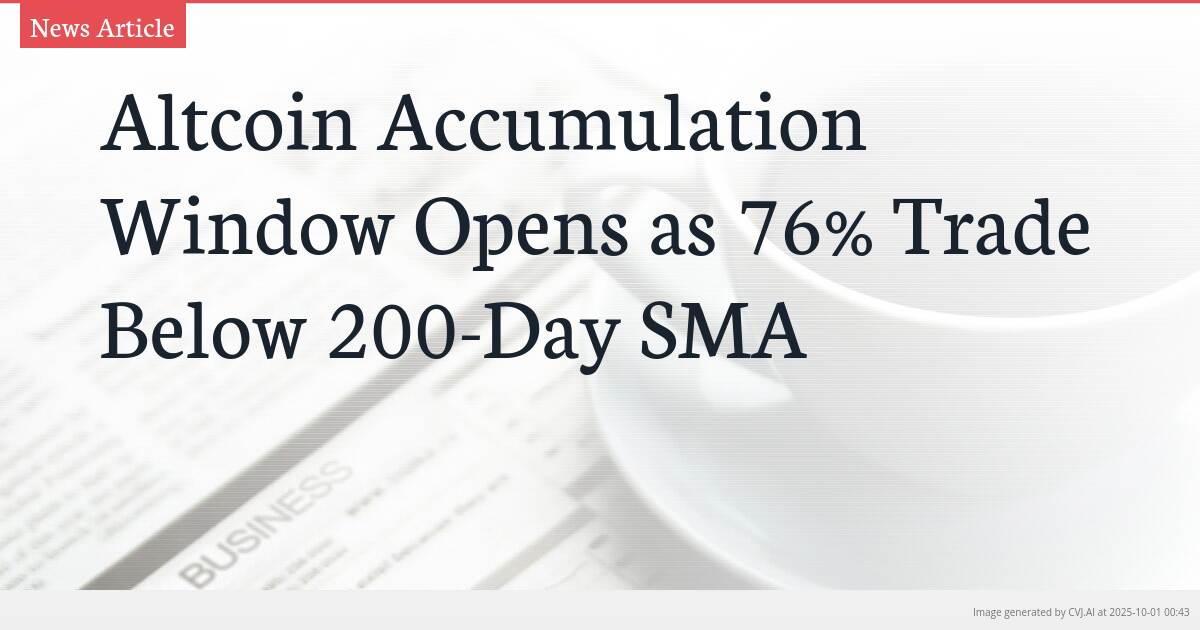 Altcoin Accumulation Window Opens as 76% Trade Below 200-Day SMA