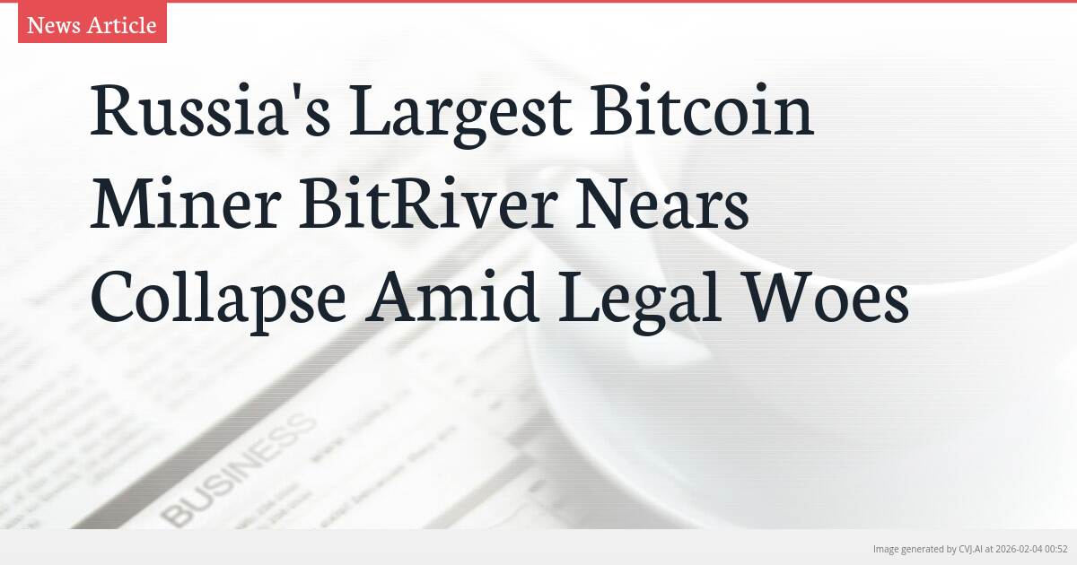 Russia’s Largest Bitcoin Miner BitRiver Nears Collapse Amid Legal Woes