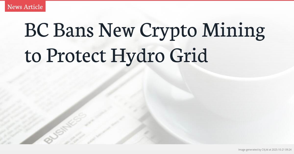 BC Bans New Crypto Mining to Protect Hydro Grid