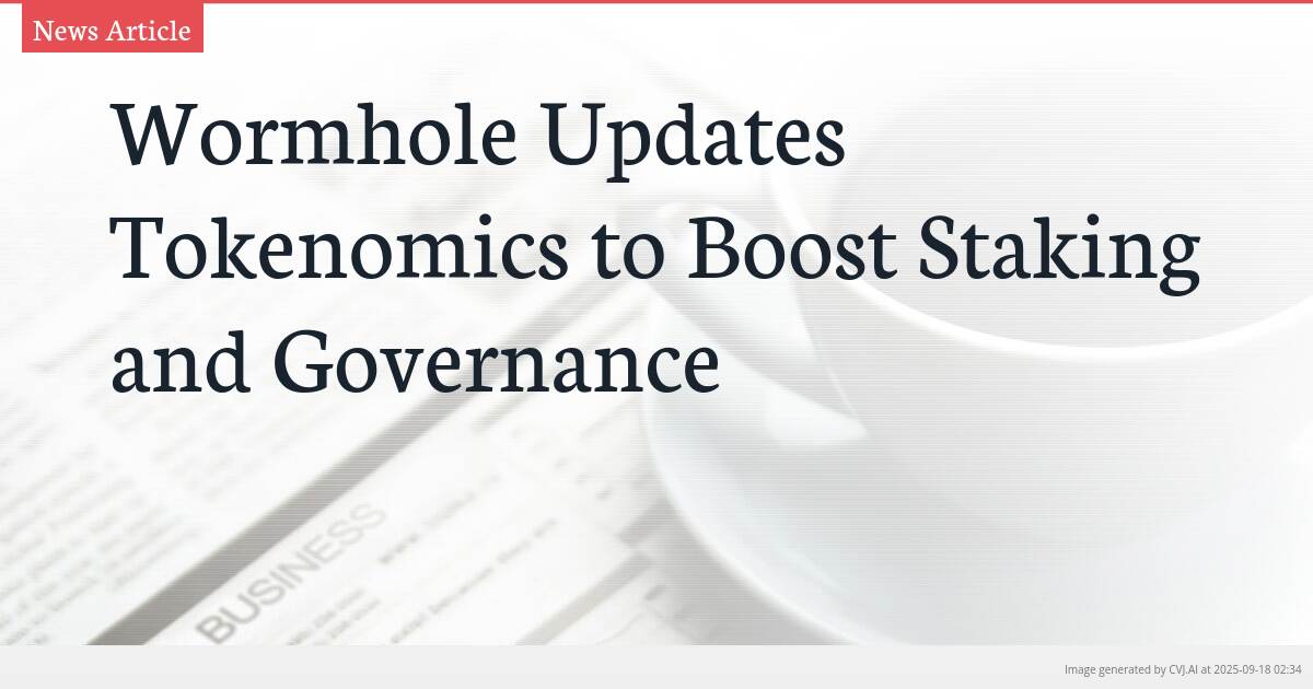 Wormhole Updates Tokenomics to Boost Staking and Governance