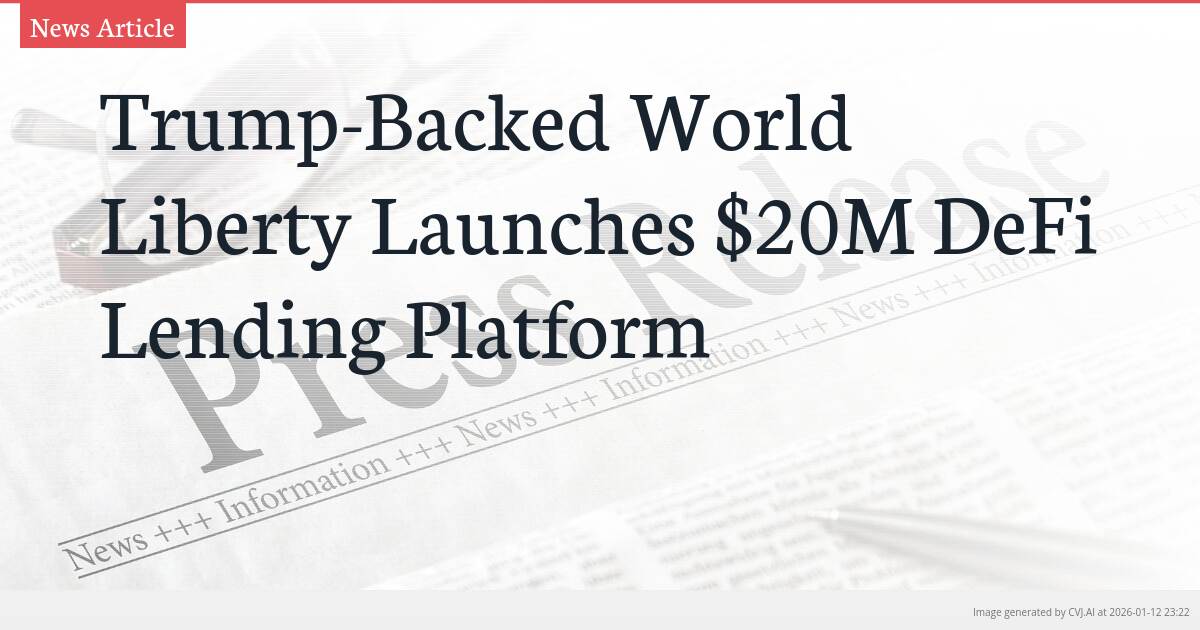 Trump-Backed World Liberty Launches $20M DeFi Lending Platform