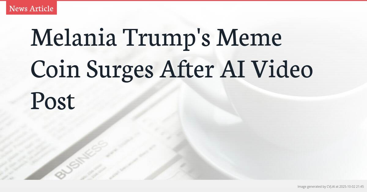 Melania Trump’s Meme Coin Surges After AI Video Post
