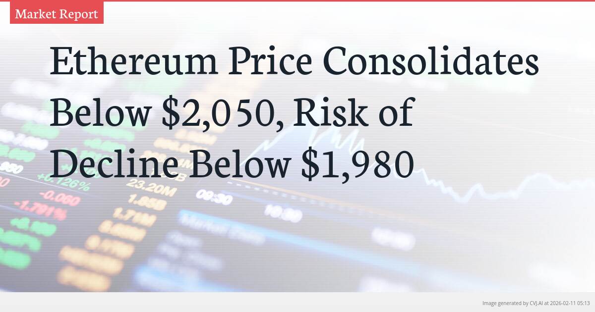 Ethereum Price Consolidates Below $2,050, Risk of Decline Below $1,980