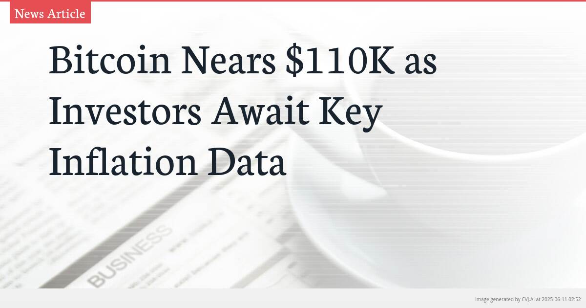 Bitcoin Nears $110K as Investors Await Key Inflation Data