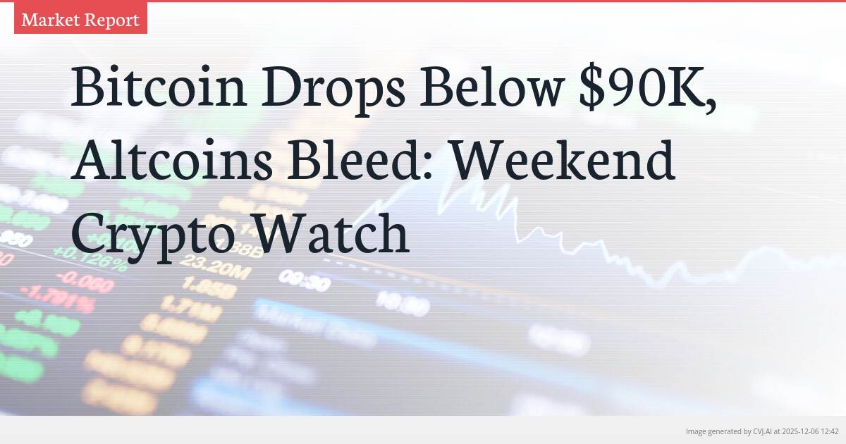 Bitcoin Drops Below $90K, Altcoins Bleed: Weekend Crypto Watch