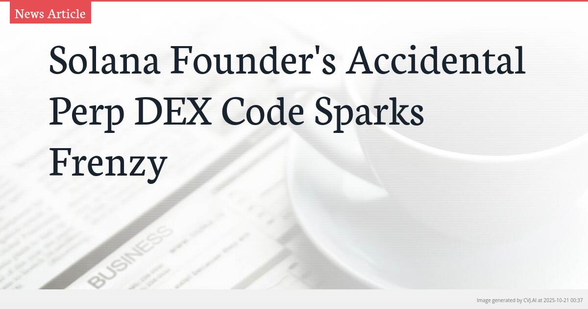 Solana Founder’s Accidental Perp DEX Code Sparks Frenzy