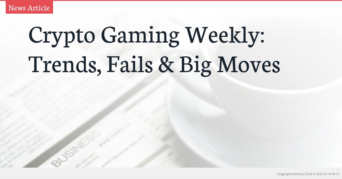Crypto Gaming Weekly: Trends, Fails & Big Moves