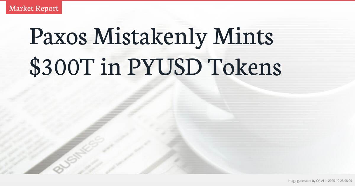 Paxos Mistakenly Mints $300T in PYUSD Tokens