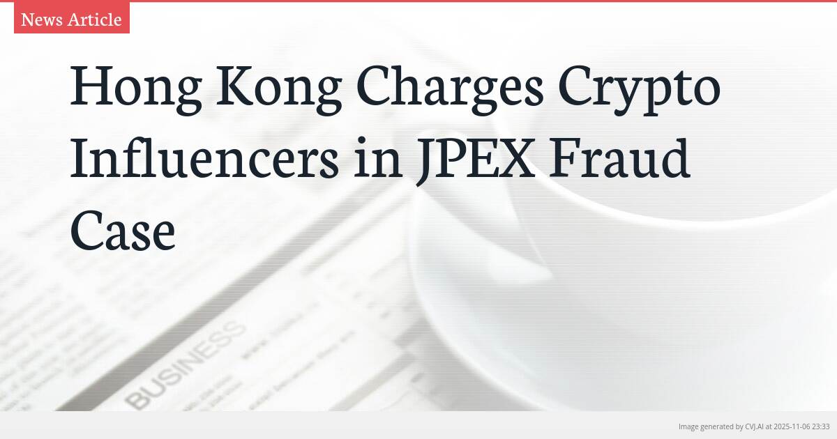 Hong Kong Charges Crypto Influencers in JPEX Fraud Case