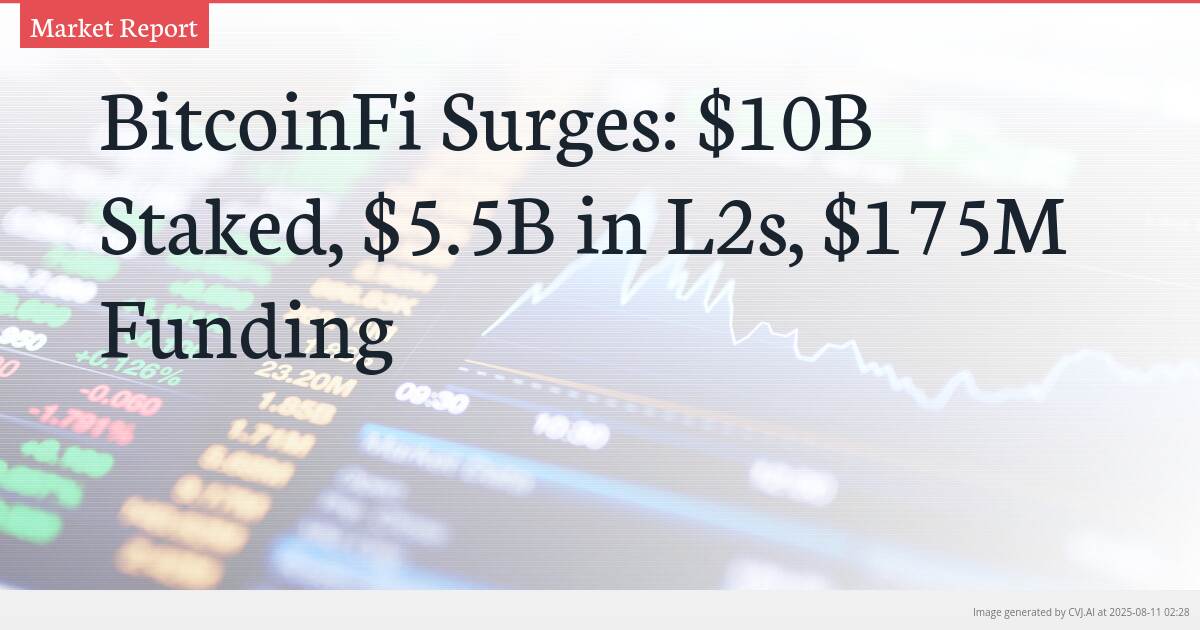 BitcoinFi Surges: $10B Staked, $5.5B in L2s, $175M Funding