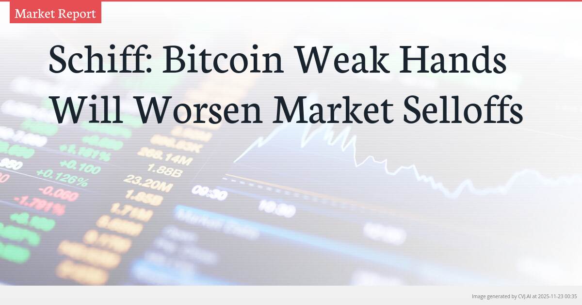 Schiff: Bitcoin Weak Hands Will Worsen Market Selloffs