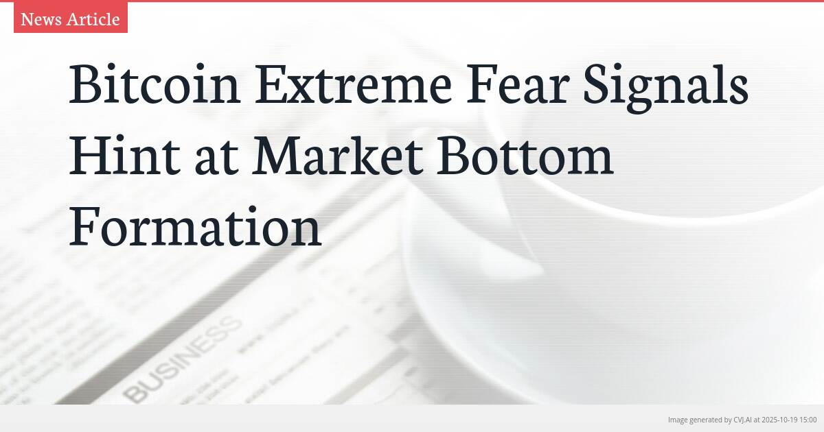 Bitcoin Extreme Fear Signals Hint at Market Bottom Formation