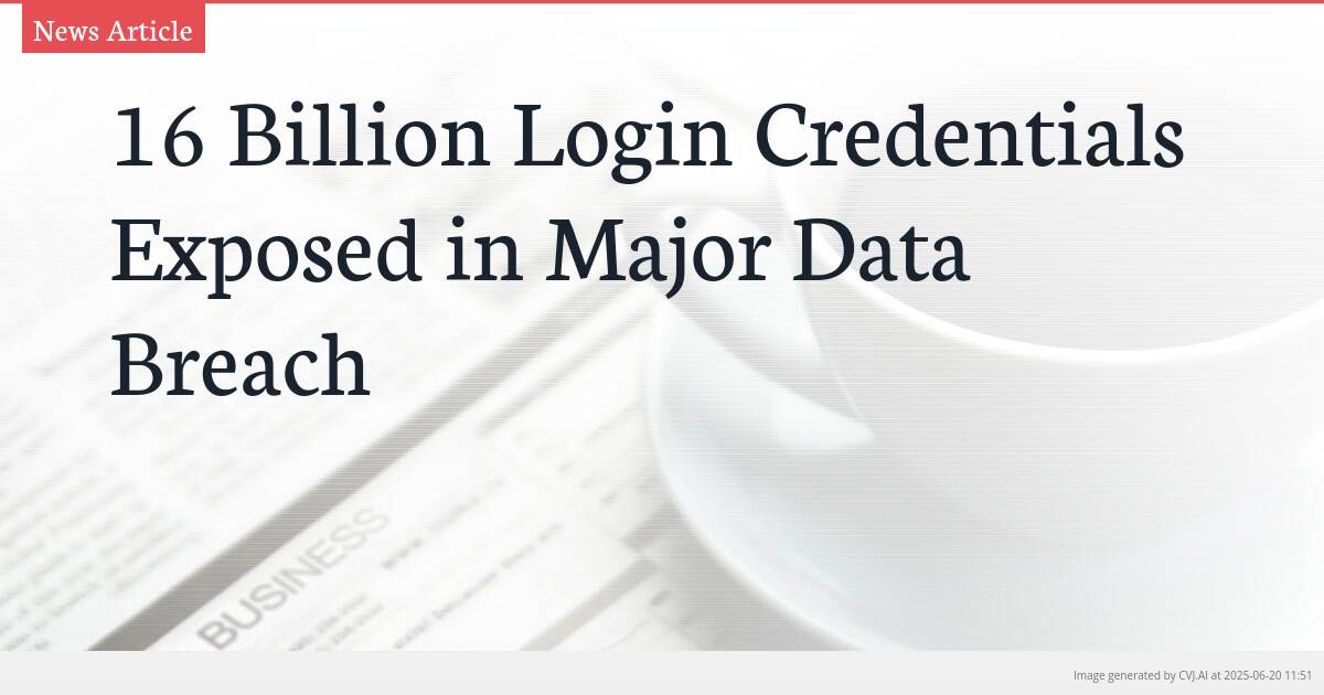 16 Billion Login Credentials Exposed in Major Data Breach