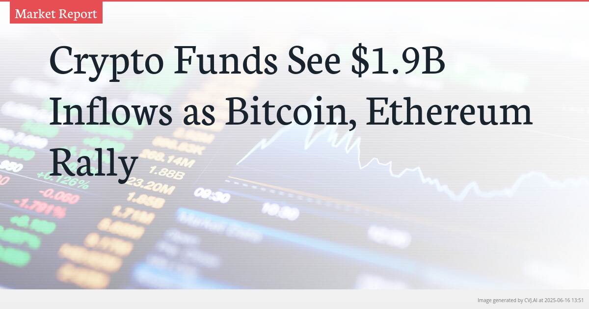 Crypto Funds See $1.9B Inflows as Bitcoin, Ethereum Rally