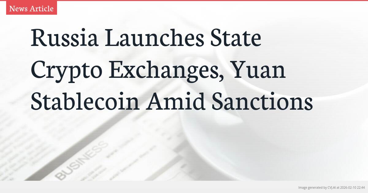 Russia Launches State Crypto Exchanges, Yuan Stablecoin Amid Sanctions