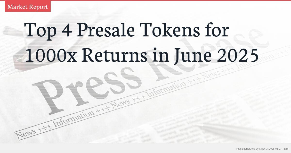 Top 4 Presale Tokens for 1000x Returns in June 2025