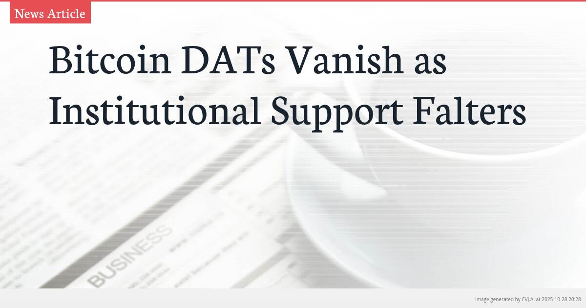 Bitcoin DATs Vanish as Institutional Support Falters