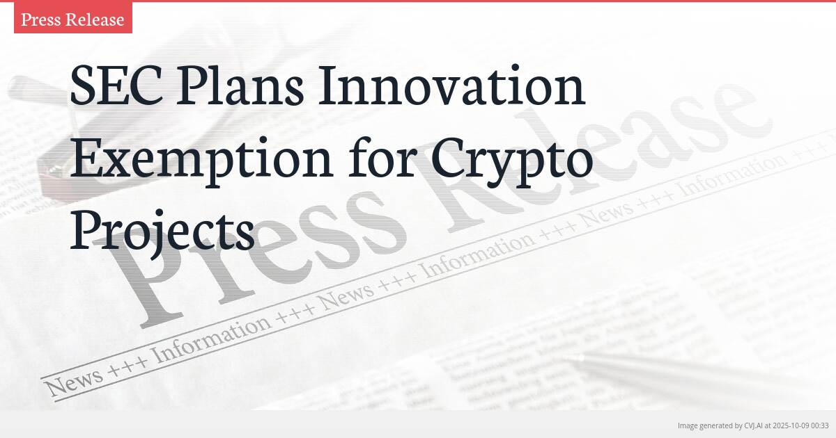SEC Plans Innovation Exemption for Crypto Projects