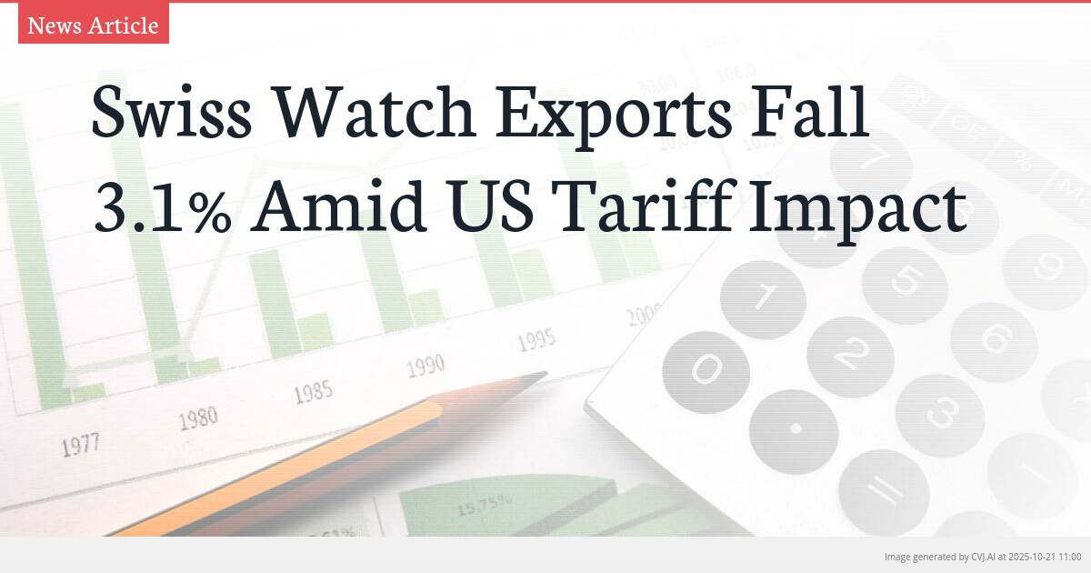 Swiss Watch Exports Fall 3.1% Amid US Tariff Impact