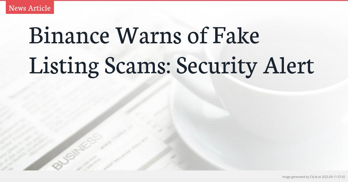 Binance Warns of Fake Listing Scams: Security Alert