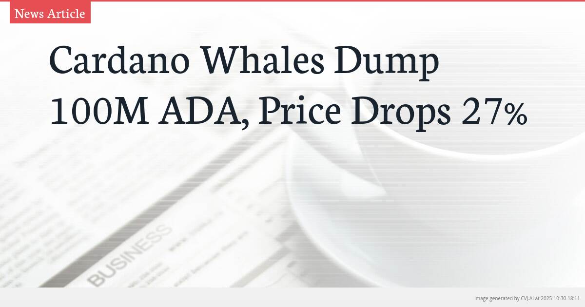Cardano Whales Dump 100M ADA, Price Drops 27% Cardano Whales Dump 100M ADA, Price Drops 27%