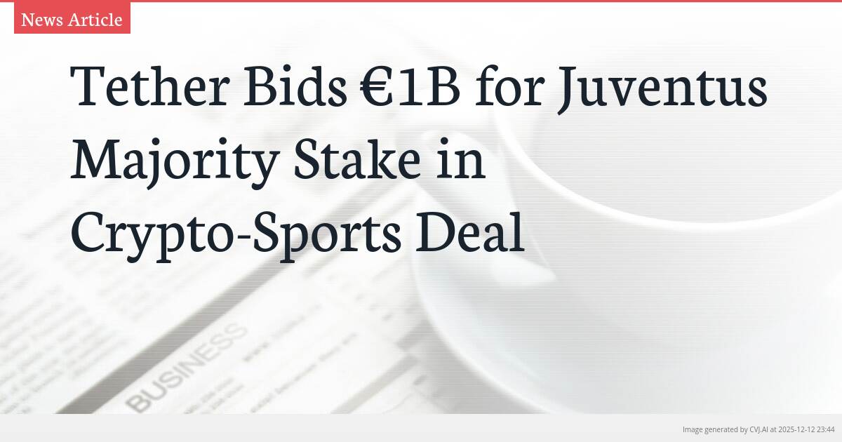 Tether Bids €1B for Juventus Majority Stake in Crypto-Sports Deal