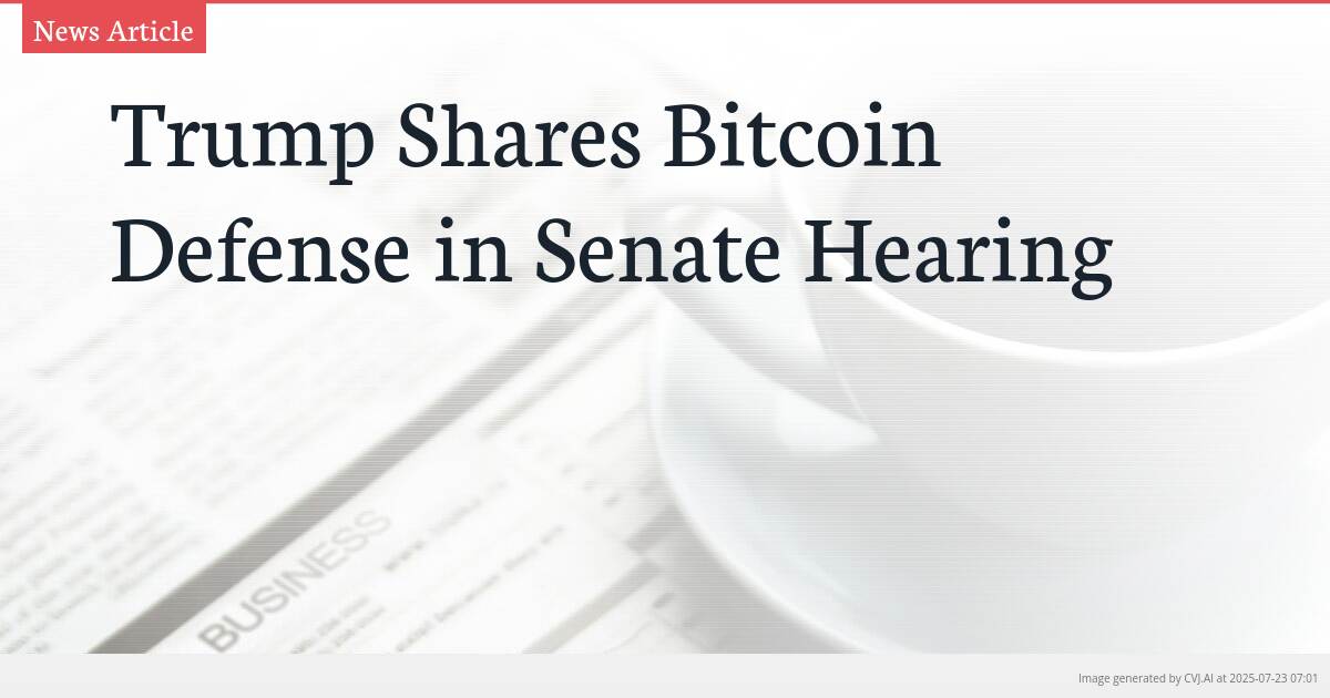 Trump Shares Bitcoin Defense in Senate Hearing