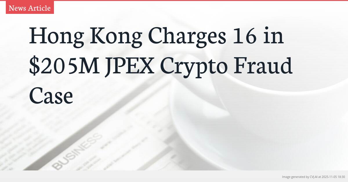 Hong Kong Charges 16 in $205M JPEX Crypto Fraud Case