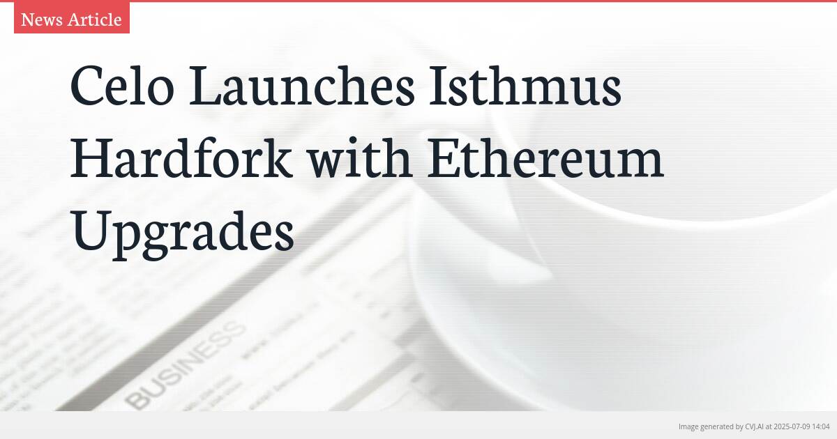 Celo Launches Isthmus Hardfork with Ethereum Upgrades