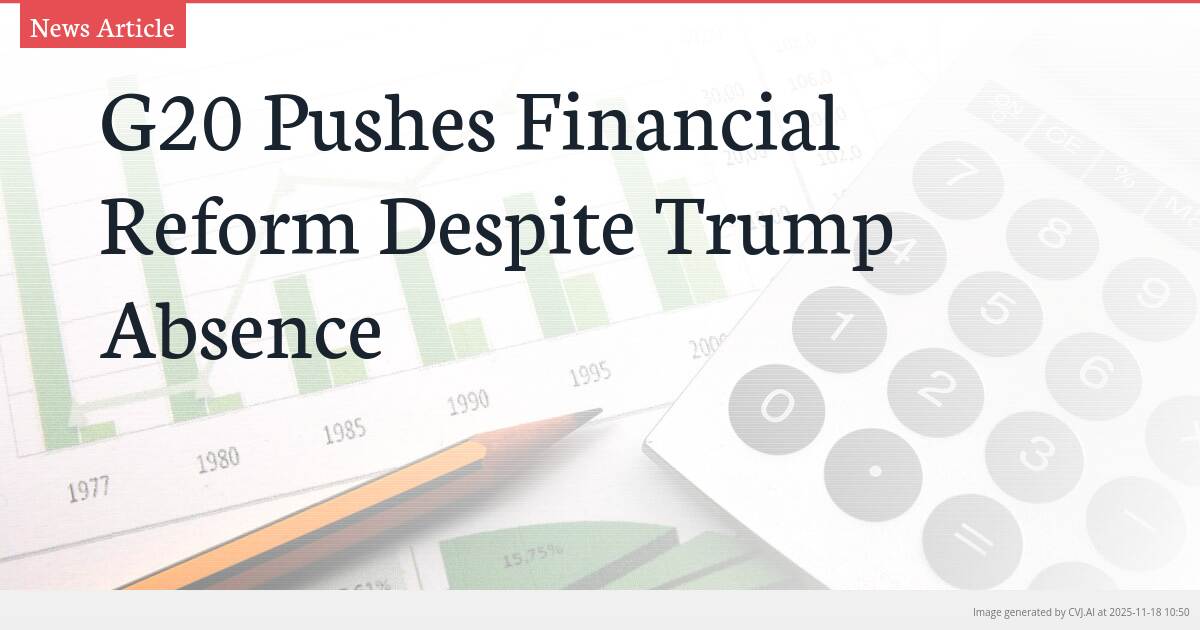 G20 Pushes Financial Reform Despite Trump Absence