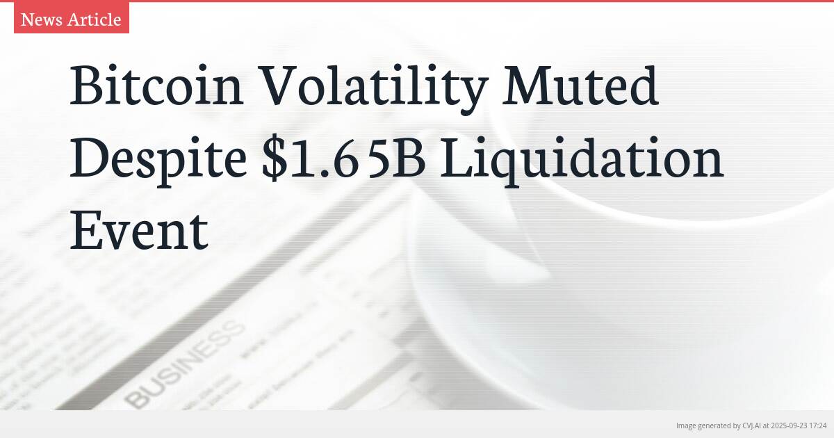Bitcoin Volatility Muted Despite $1.65B Liquidation Event