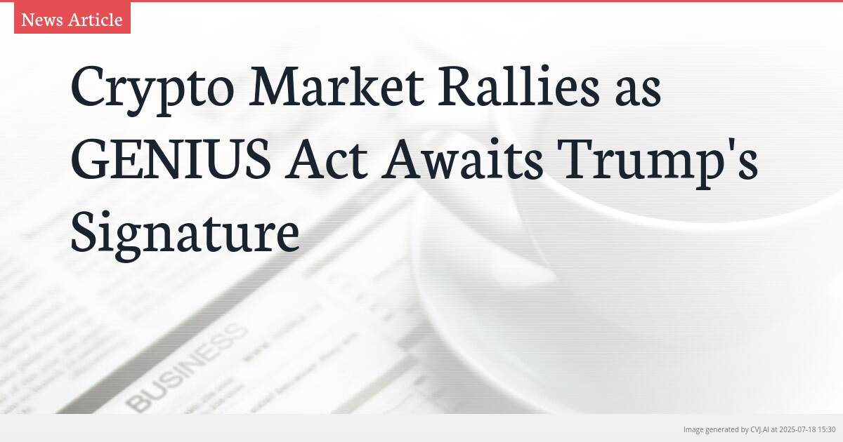 Crypto Market Rallies as GENIUS Act Awaits Trump’s Signature