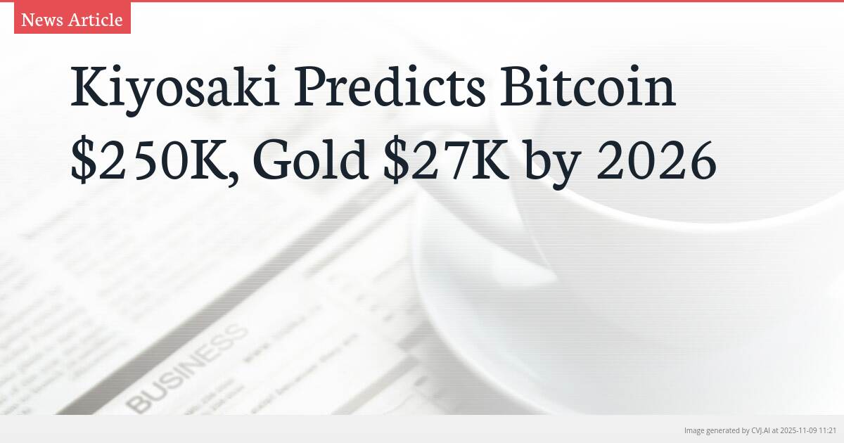 Kiyosaki Predicts Bitcoin $250K, Gold $27K by 2026