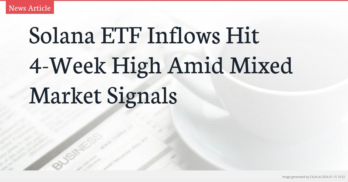 Solana ETF Inflows Hit 4-Week High Amid Mixed Market Signals