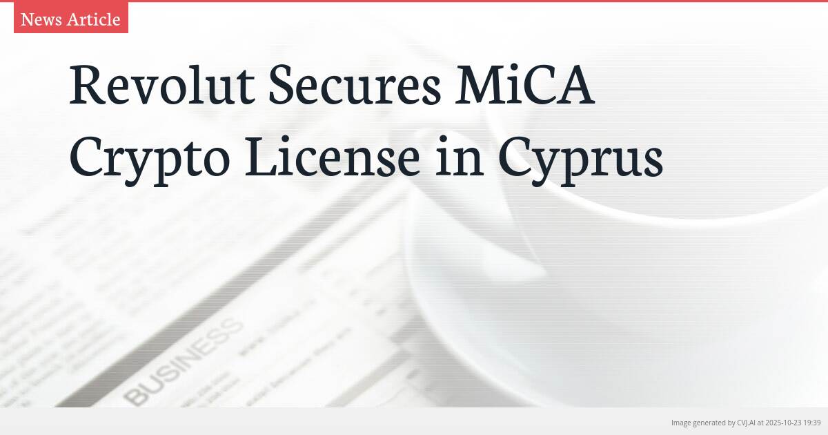 Revolut Secures MiCA Crypto License in Cyprus