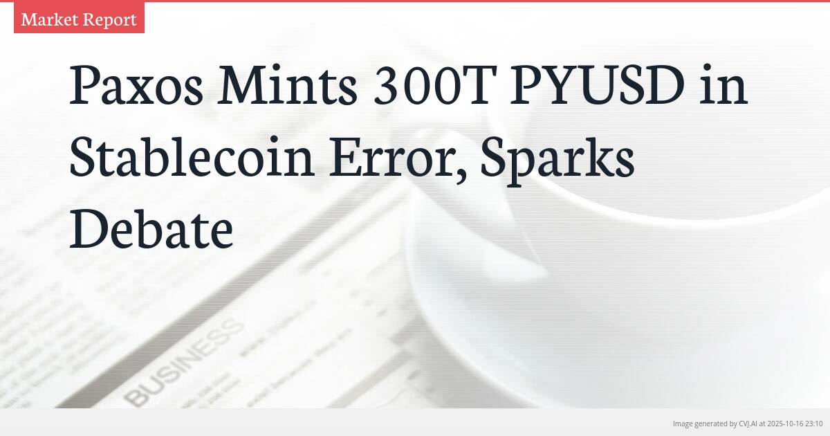 Paxos Mints 300T PYUSD in Stablecoin Error, Sparks Debate Paxos Mints 300T PYUSD in Stablecoin Error, Sparks Debate