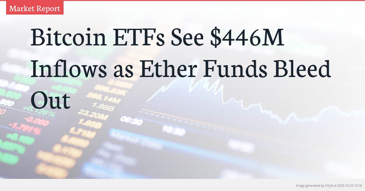 Bitcoin ETFs See $446M Inflows as Ether Funds Bleed Out Bitcoin ETFs See $446M Inflows as Ether Funds Bleed Out