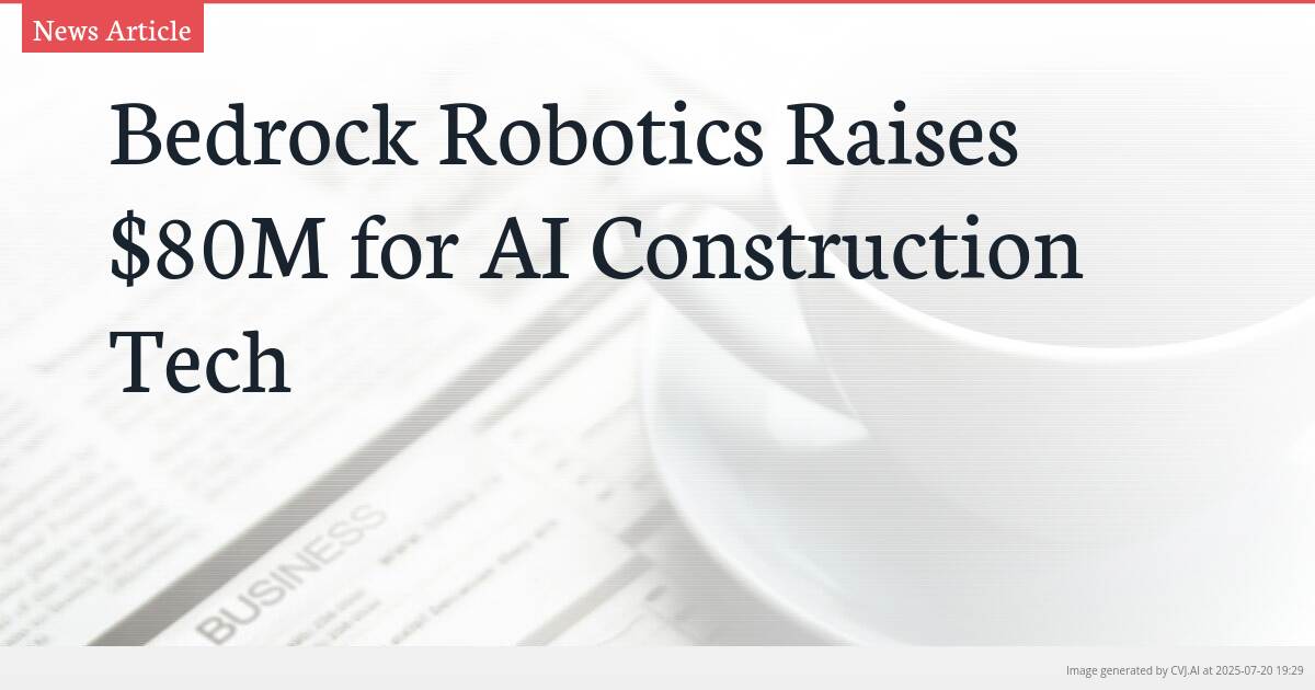 Bedrock Robotics Raises $80M for AI Construction Tech