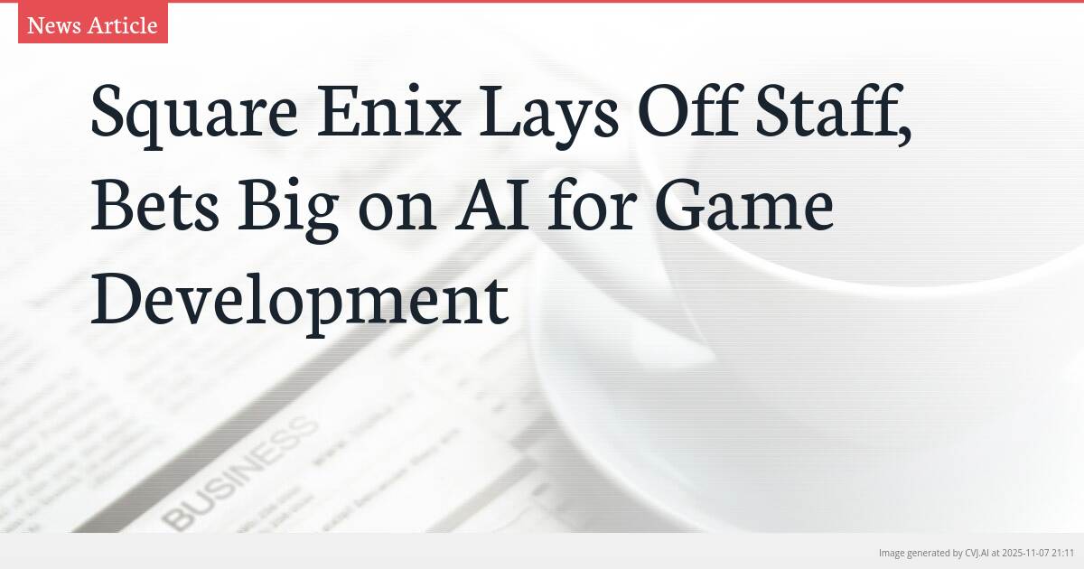 Square Enix Lays Off Staff, Bets Big on AI for Game Development