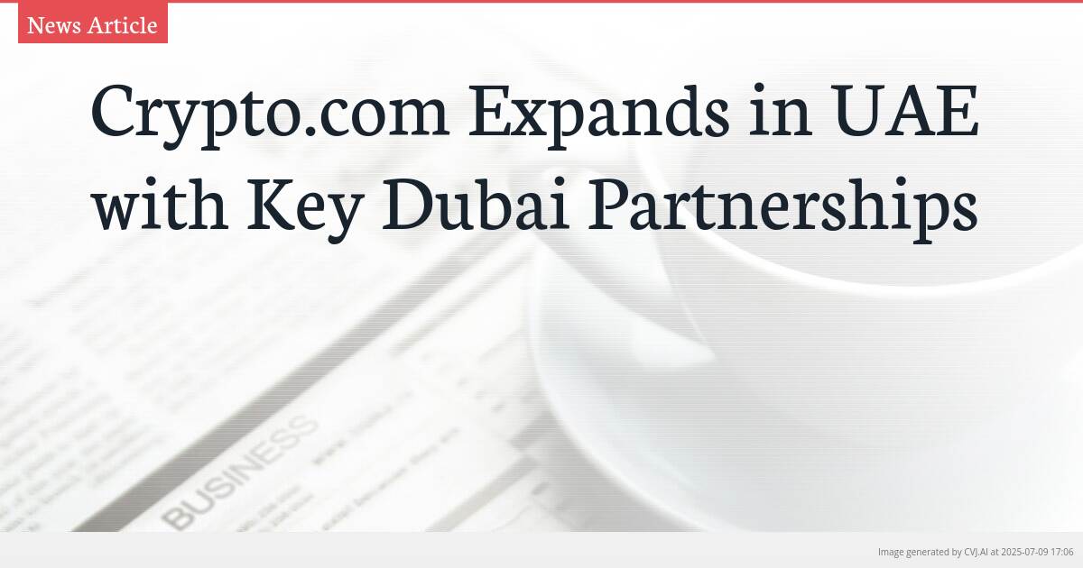 Crypto.com Expands in UAE with Key Dubai Partnerships