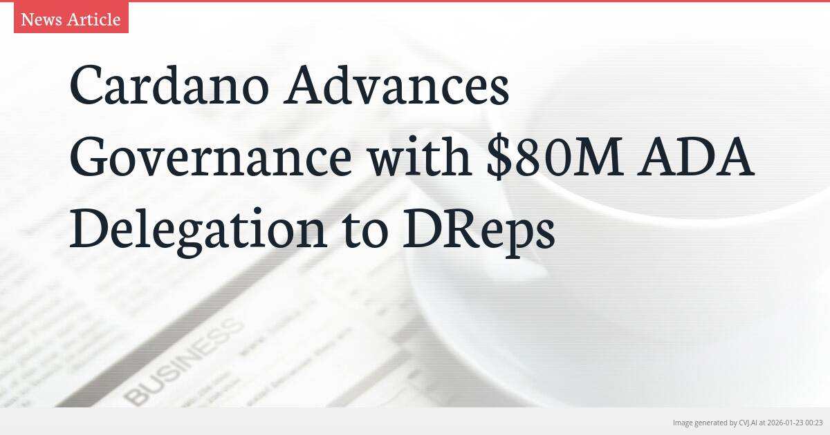 Cardano Advances Governance with $80M ADA Delegation to DReps