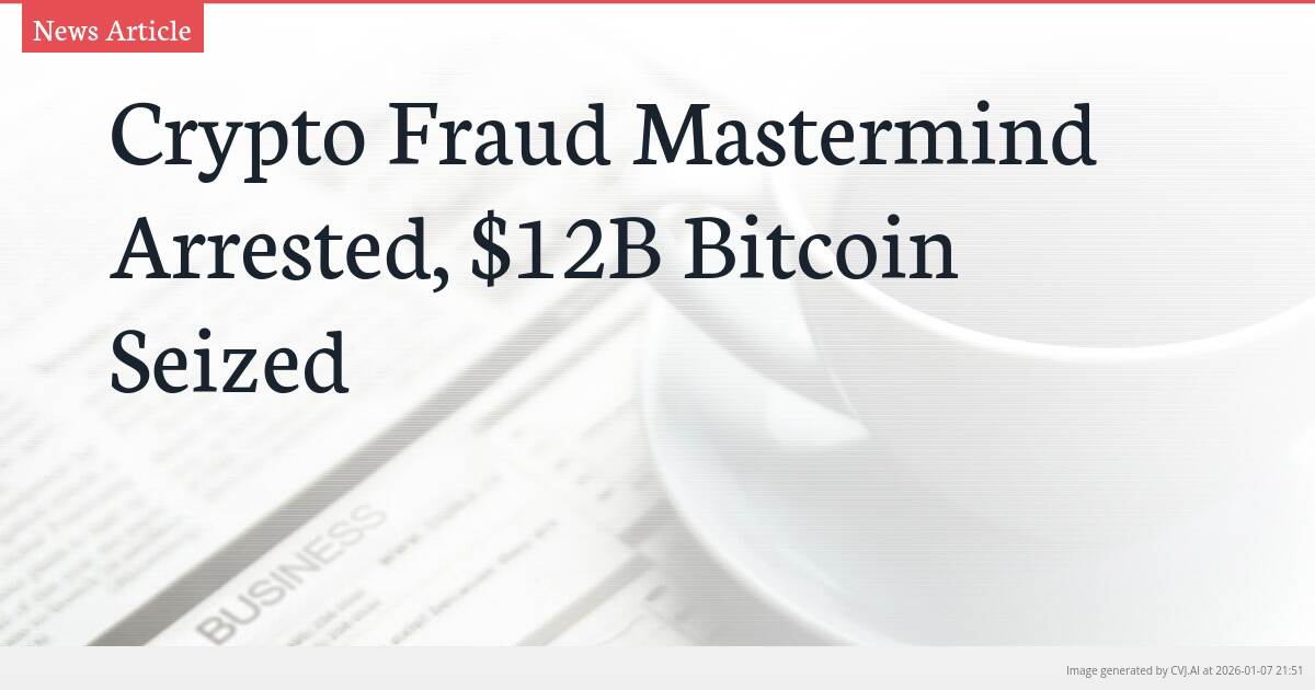 Crypto Fraud Mastermind Arrested, $12B Bitcoin Seized