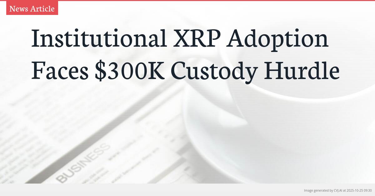 Institutional XRP Adoption Faces $300K Custody Hurdle Institutional XRP Adoption Faces $300K Custody Hurdle