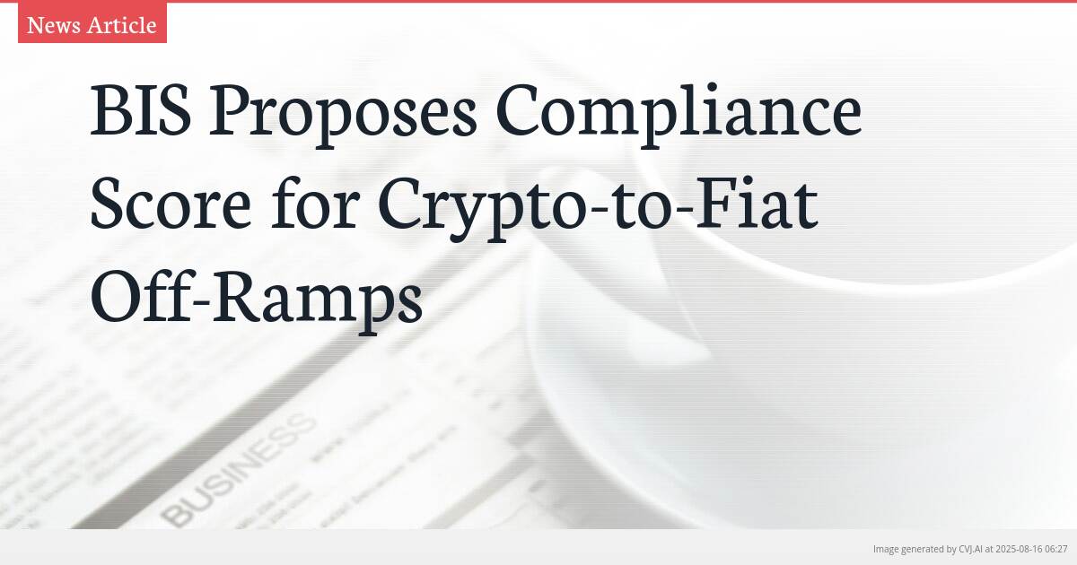 BIS Proposes Compliance Score for Crypto-to-Fiat Off-Ramps