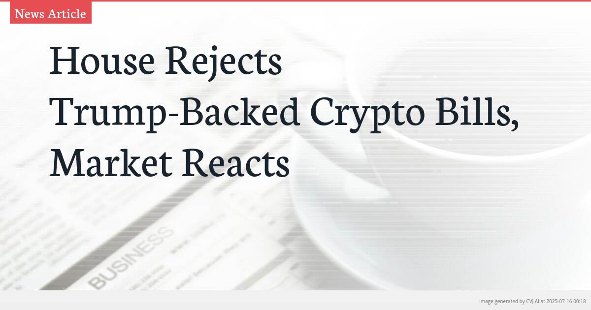 House Rejects Trump-Backed Crypto Bills, Market Reacts