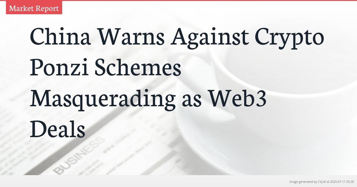 China Warns Against Crypto Ponzi Schemes Masquerading as Web3 Deals