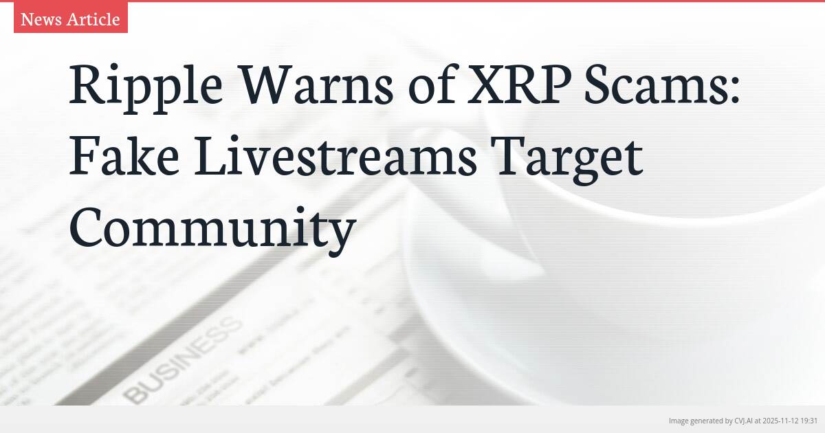 Ripple Warns of XRP Scams: Fake Livestreams Target Community
