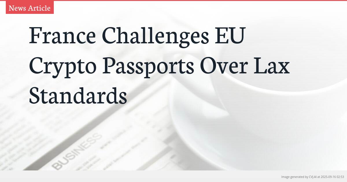 France Challenges EU Crypto Passports Over Lax Standards